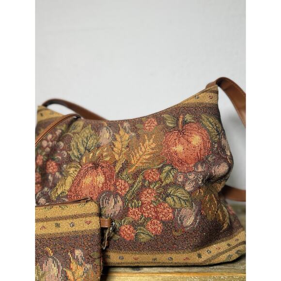 Vintage Bueno Tapestry Carpet Bag Y2K Mary Poppins Autumn Grannycore Cottage - Picture 2 of 11